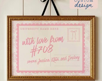 Personalized Dorm Room Postcard Print | Custom College Wall Art | Digital Download | College Gift for Her | Dorm Deco