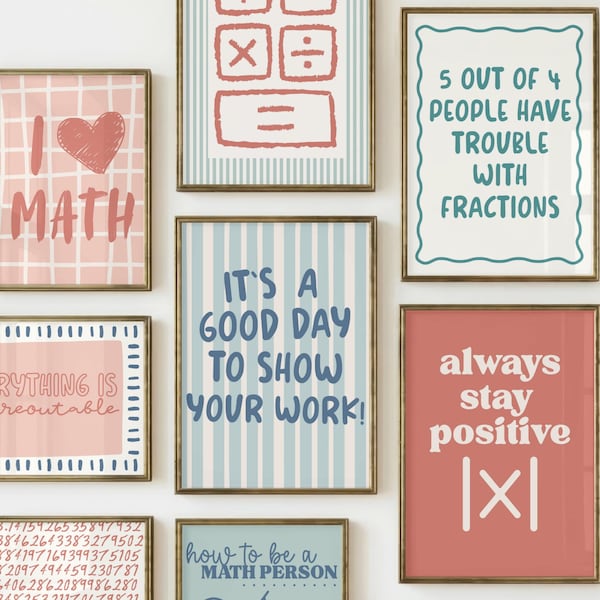 Boho Math Classroom Posters Bundle | Motivational Quotes, Humor (Digital Download)