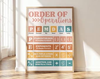 Order of Operations PEMDAS Math Poster | Boho Classroom Decor (Digital Download)