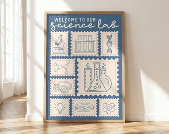 Science Lab Printable Poster | Vintage Stamp Classroom Decor (Digital Download)