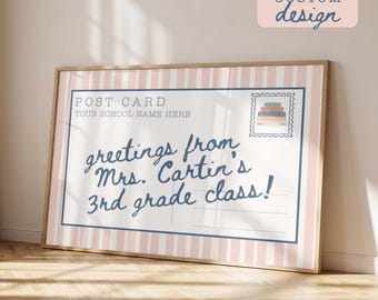 Personalized Postcard Classroom Poster | Custom Teacher Sign (Digital Download)