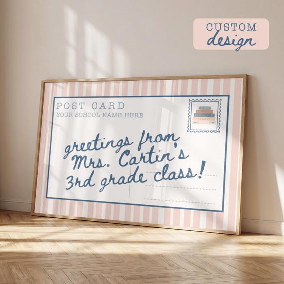 Personalized Postcard Classroom Poster | Custom Teacher Sign (Digital Download)