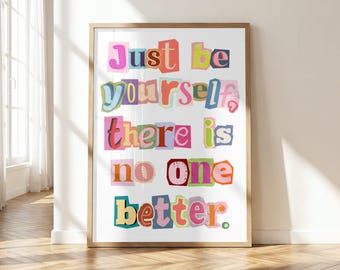 Colorful Collage Typography Poster, Positive Wall Art (Digital Download)