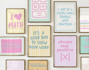 Pastel Math Classroom Posters Bundle | Motivational Quotes, Humor (Digital Download)