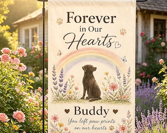 Personalized Pet Memorial Garden Flag, Custom Dog Memorial Flag, Rainbow Bridge Garden Flag, Personalized Pet Loss Gift, Dog Sympathy Gift