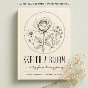 Cómo dibujar flores: Cuaderno de ejercicios en PDF / Práctica de dibujo botánico imprimible, guía de dibujo floral para principiantes