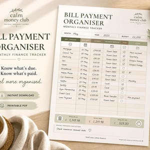 Monthly Bill Payment Tracker | Expense & Due Date Planner (Digital Download)