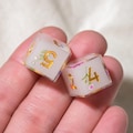 Floral Resin Mahjong Dice Set, Gold Numbered D6 Game Dice, Pretty Tabletop Dice, Cute Gift for Mahjong Lovers,Mahjong Lover Gift