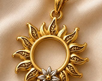 Sunflower Pendant, 14k Gold Fill Floral Pendant, Gift for Her, Mom Gift, Handmade Pendant, 925 Sterling Silver, Summer Garden Inspired