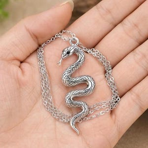 Snake Pendant, Serpent Charm Necklace, Minimalist Snake Jewelry, Gothic Reptile Pendant, Unisex Jewelry, Animal Pendant, 925 Sterling Silver