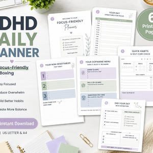 ADHD Daily Planner, Focus-Friendly Time-Boxing, Productivity Tracker (Digital Download)