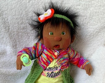 Fretta's OOAK Life size 23" AA Soft Sculpture Open Mouth / Pacifier / Nursing Baby Girl Doll. Empathy Baby Doll. Child Friendly Cloth Baby.