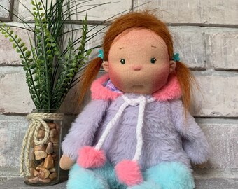 Fretta's Original OOAK Waldorf Style Weighted Baby 11"/ 8" seated Soft Sculpture Weighted Baby Doll. Child Friendly Empathy Baby Doll.