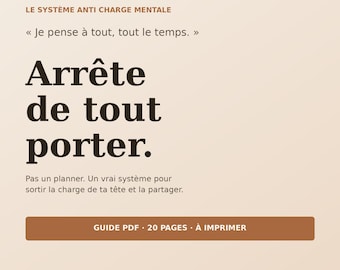 Charge mentale - Guide PDF pour répartir les tâches du foyer | Organisation famille couple | Arrête de tout porter | À imprimer