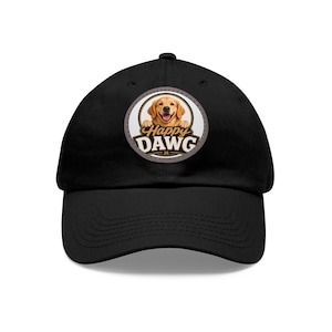 Parche de Golden Retriever Happy Dawg para gorra de papá / Parche redondo de cuero