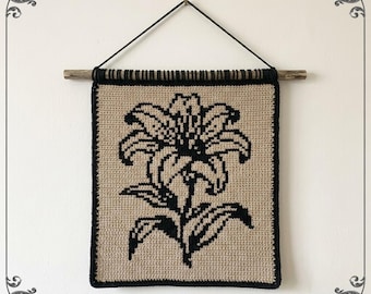 Lily Crochet Tapestry Pattern PDF | Medieval Wall Hanging | whimsical decor | victorian | Instant Download