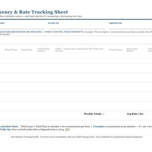 Frequency and Rate Tracking Sheet