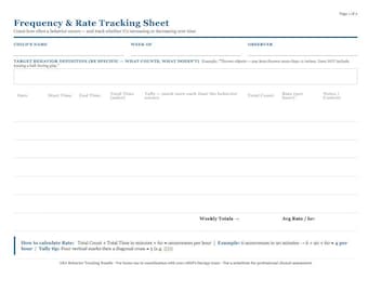 Frequency and Rate Tracking Sheet