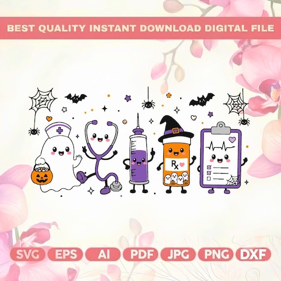 Nurse Doodle SVG PNG,Halloween Nurse Ghost Png,Pumpkin Nurse,Nurse Doodle Png,Halloween Nurse Ghost Png,Heart Stethoscope Mummy,Cricut