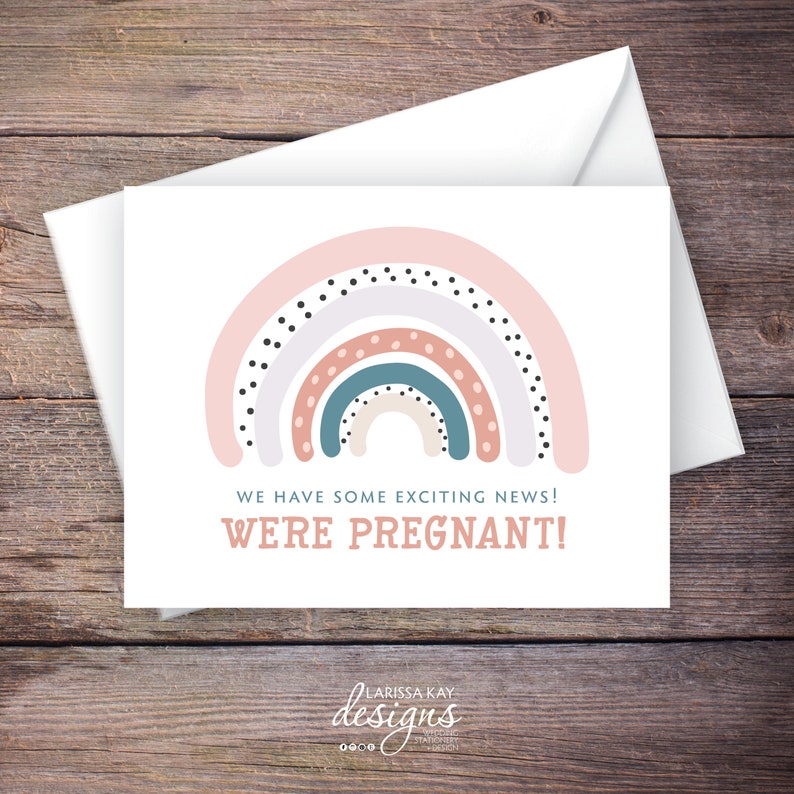 Printable Rainbow We're Pregnant Announcement Card Etsy