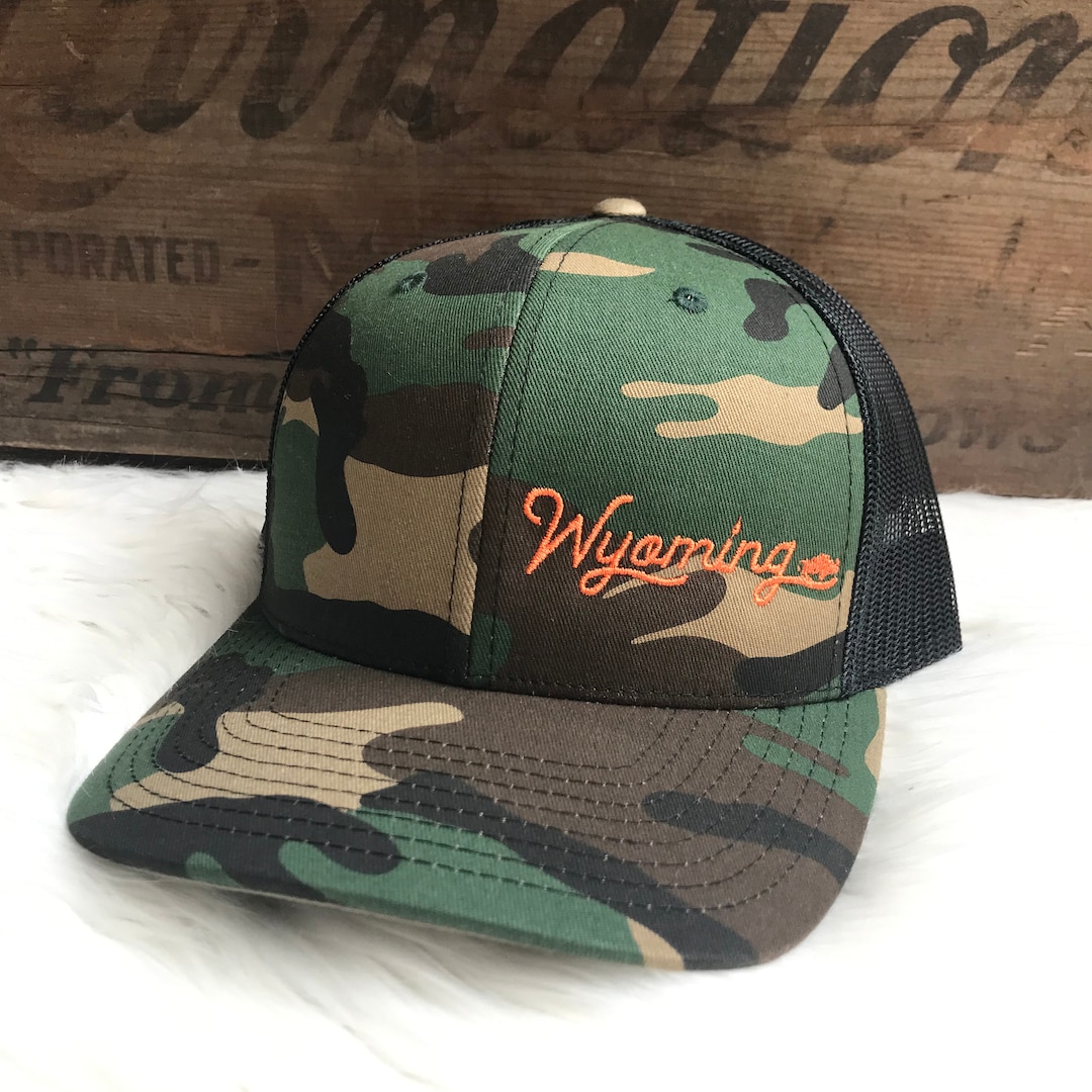 Wyoming Camo Snapback Trucker Hat Wyoming Hat - Etsy