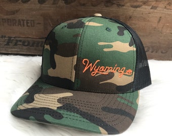 Wyoming Camo Snapback Trucker Hat - Wyoming Hat