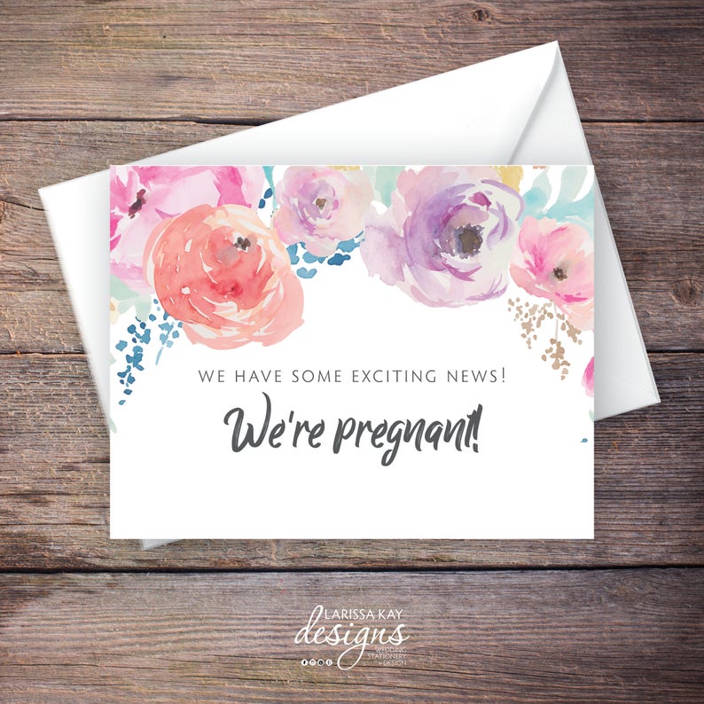 Printable We're Pregnant Announcement Card Instant | Etsy
