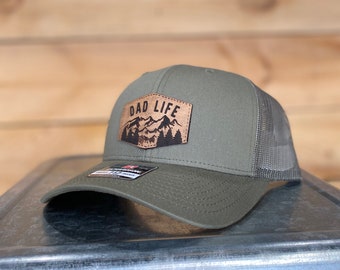 Mountain Dad Life lederen patch-snapback-hoed