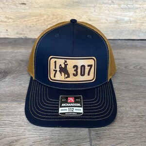 Wyoming 307 County License Plate Leather Patch Snapback Hat image 4