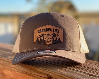 Grandpa Life Leather Patch Snapback Hat