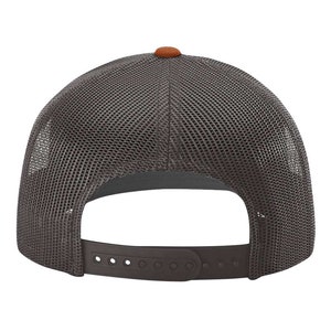 Father's Day Mountain Dad Life Leather Patch Snapback Hat Heather Grey/ Charcoal/ Dark Orange image 2