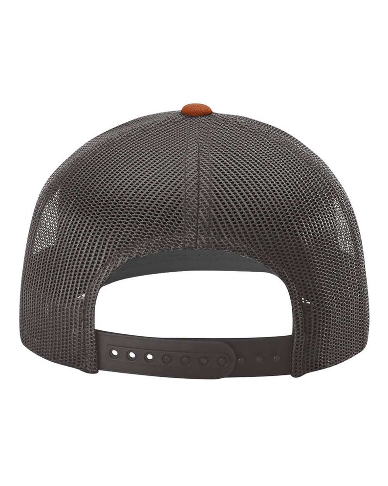 Father's Day Mountain Dad Life Leather Patch Snapback Hat Heather Grey/ Charcoal/ Dark Orange image 2