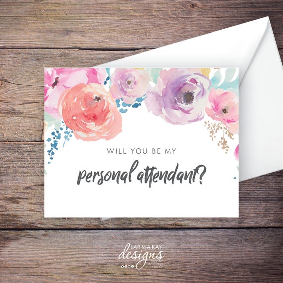 Printable Wedding Cards Printable Greeting Cards Personal Attendant Card Will You Be My Personal Attendant