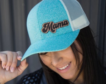 Mama Mint Leather Patch Low Pro Heather Trucker Cap