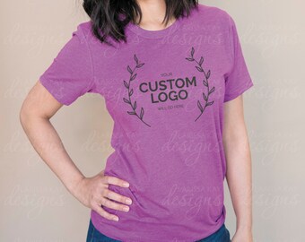 Bella Canvas 3001 Mockup | Bella Canvas Heather Magenta Shirt | Bella Canvas 3001 Mockup | Magenta Shirt Mockup | Model Mockup