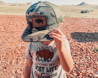 Youth Wyoming Leather Patch Snapback Hat