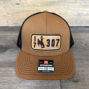 Wyoming 307 County License Plate Leather Patch Snapback Hat image 6