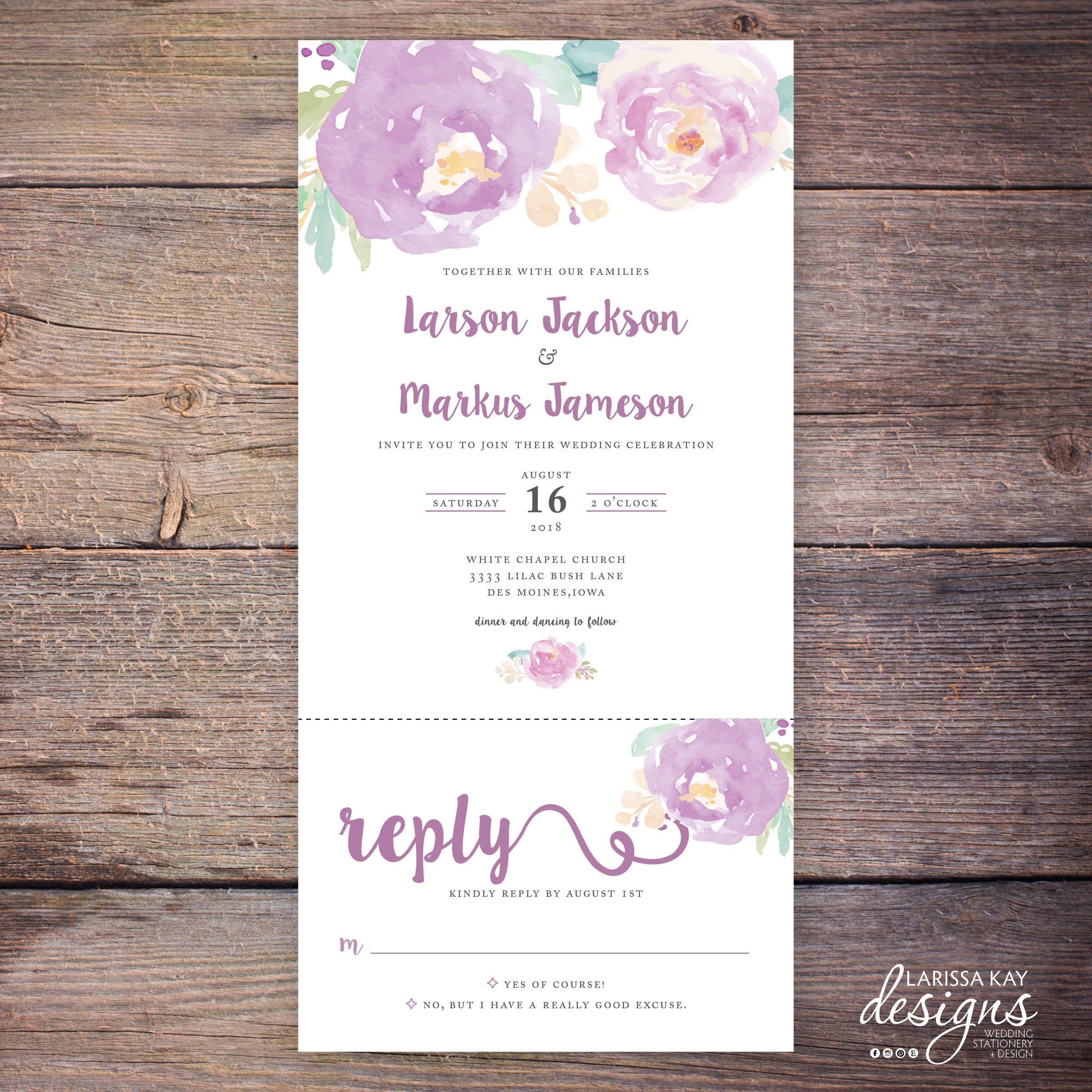Seal and Send Wedding Invite Printable Flower Watercolor Etsy