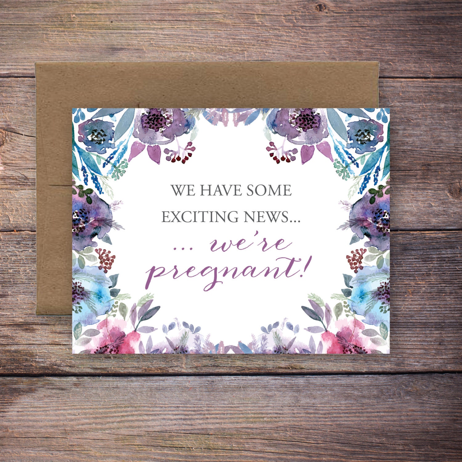 Printable We're Pregnant Announcement Card Instant Etsy