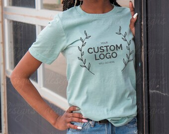 Bella Canvas 3001 Mockup | Bella Canvas Dusty Blue Shirt | Dusty Blue Bella Canvas 3001 Mockup | Black Shirt Mockup | Model Mockup