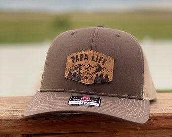 Father's Day Papa Life Leather Patch Snapback Hat