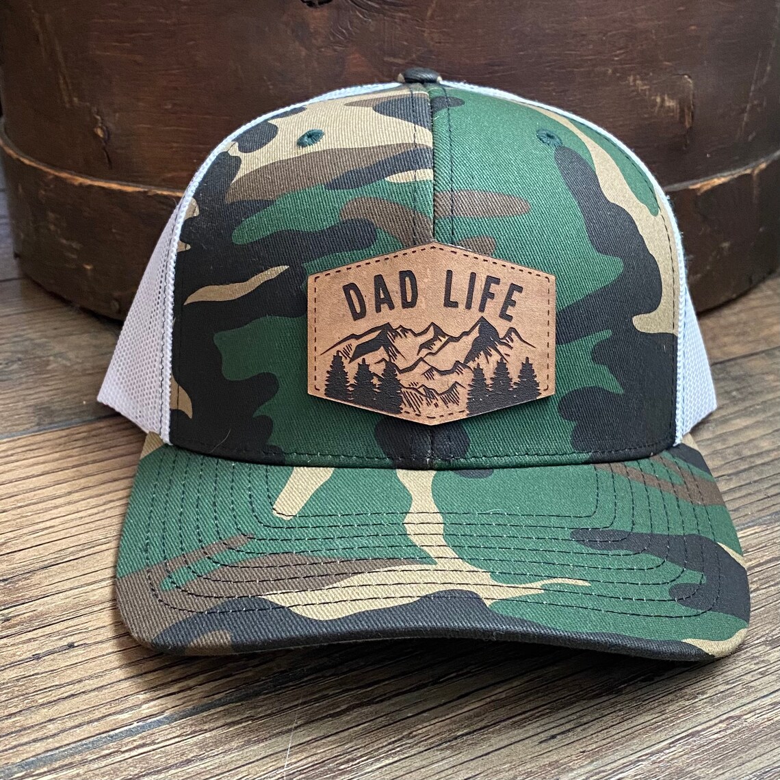 Mountain Dad Life Leather Patch Snapback Hat Father's Day | Etsy