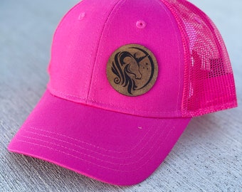 Unicorn Leather Patch Pink Snapback Hat