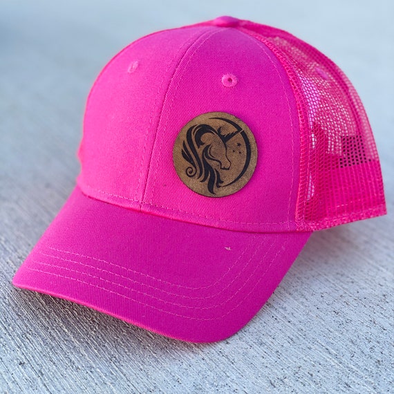 Unicorn Leather Patch Pink Snapback Hat - Etsy display picture 1