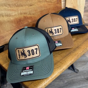 Wyoming 307 County License Plate Leather Patch Snapback Hat