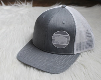 Buffalo Snapback Hat – Wyoming Buffalo Hat Gray and White