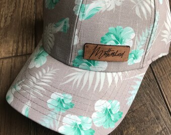 Motherhood Tropical Print Hat with Leather Patch