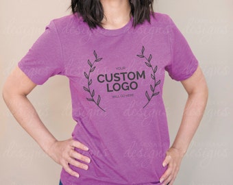 Bella Canvas 3001 Mockup | Bella Canvas Heather Magenta Shirt | Magenta Bella Canvas 3001 Mockup | Magenta Shirt Mockup | Model Mockup
