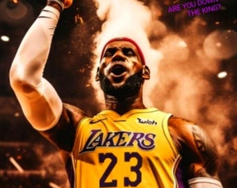 LeBron James Lakers Basketball Poster, Original Art Print (8.5x11)