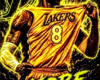 Kobe Bryant Lakers Basketball Poster, Original Art Print (8.5x11)